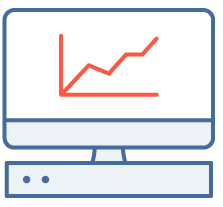 Screen with line graph icon