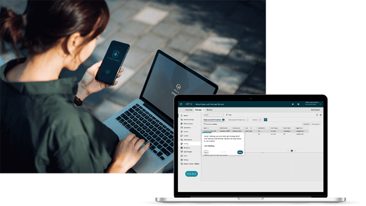 Person on a laptop using Citrix technology